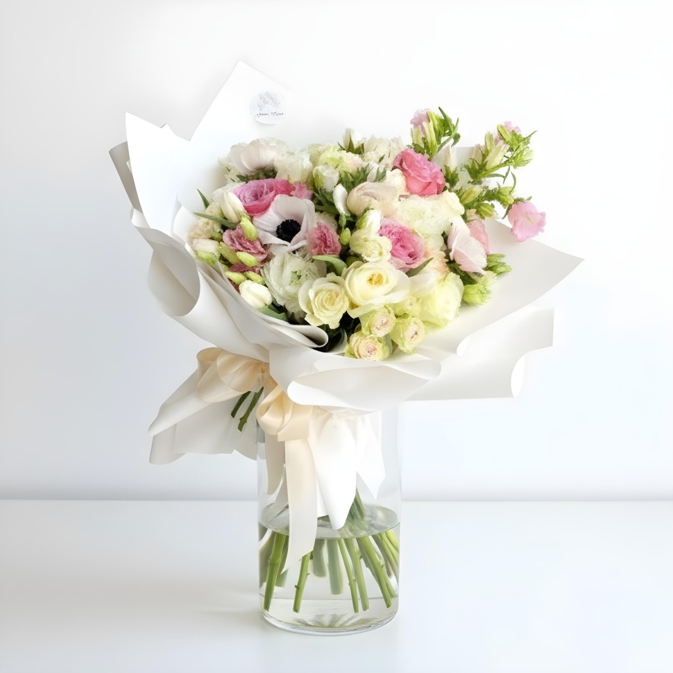 White Estrella Fresh Flowers Hand Tied Bouquet