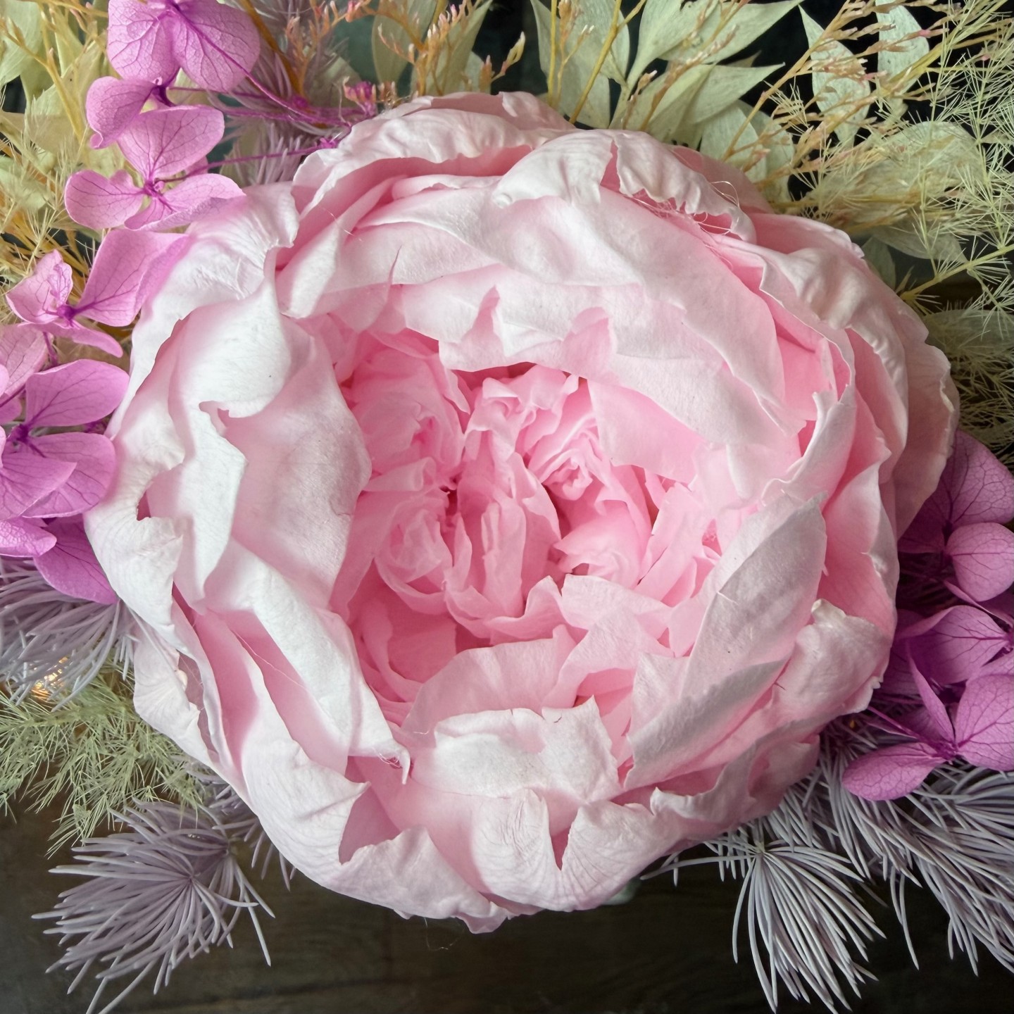 Ceramic Cat Vase with Preserved Peony