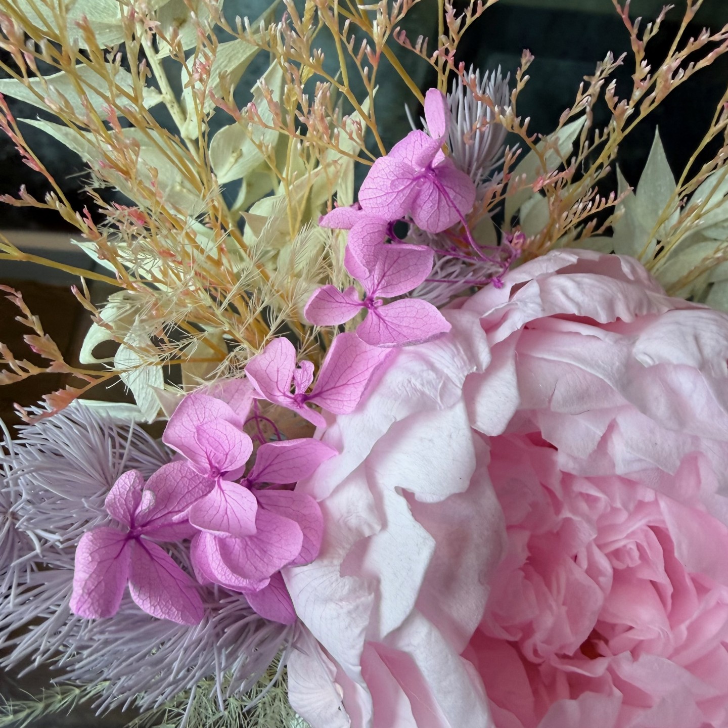 Ceramic Cat Vase with Preserved Peony