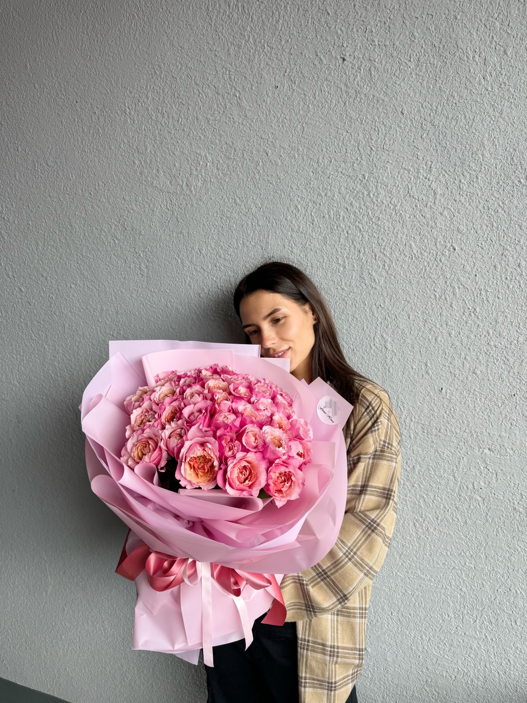 40 Garden Roses Hand Tied Flower Bouquet