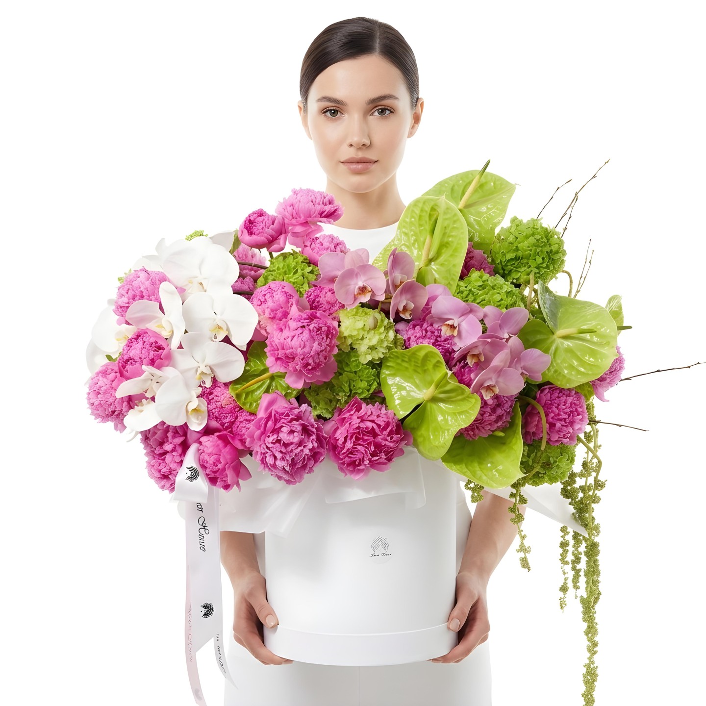 Blush Royale Box – Peonies, Orchids, Anthuriums & Viburnum