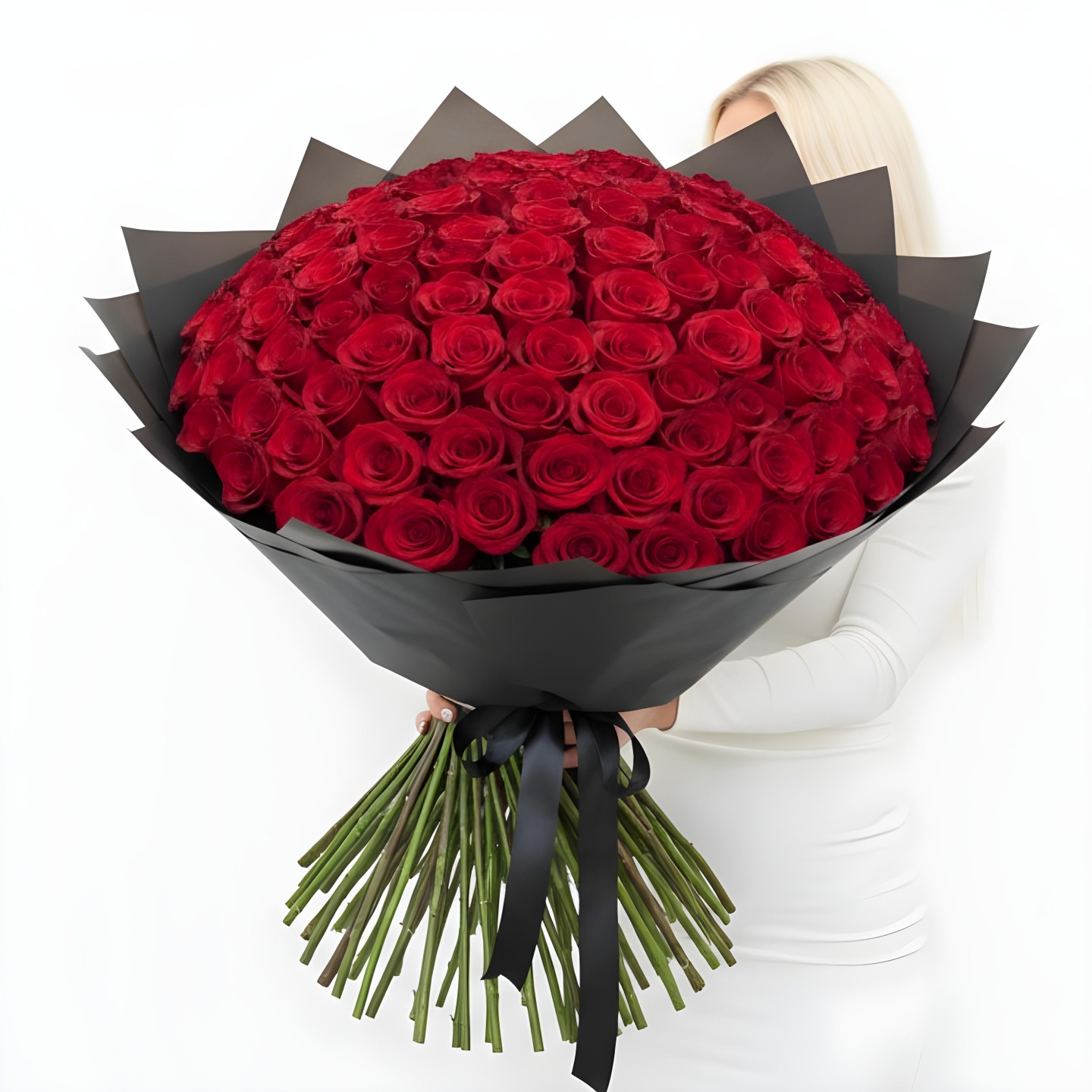150 Roses Hand-Tied Bouquet (Red, Hot Pink, Light Pink, White)