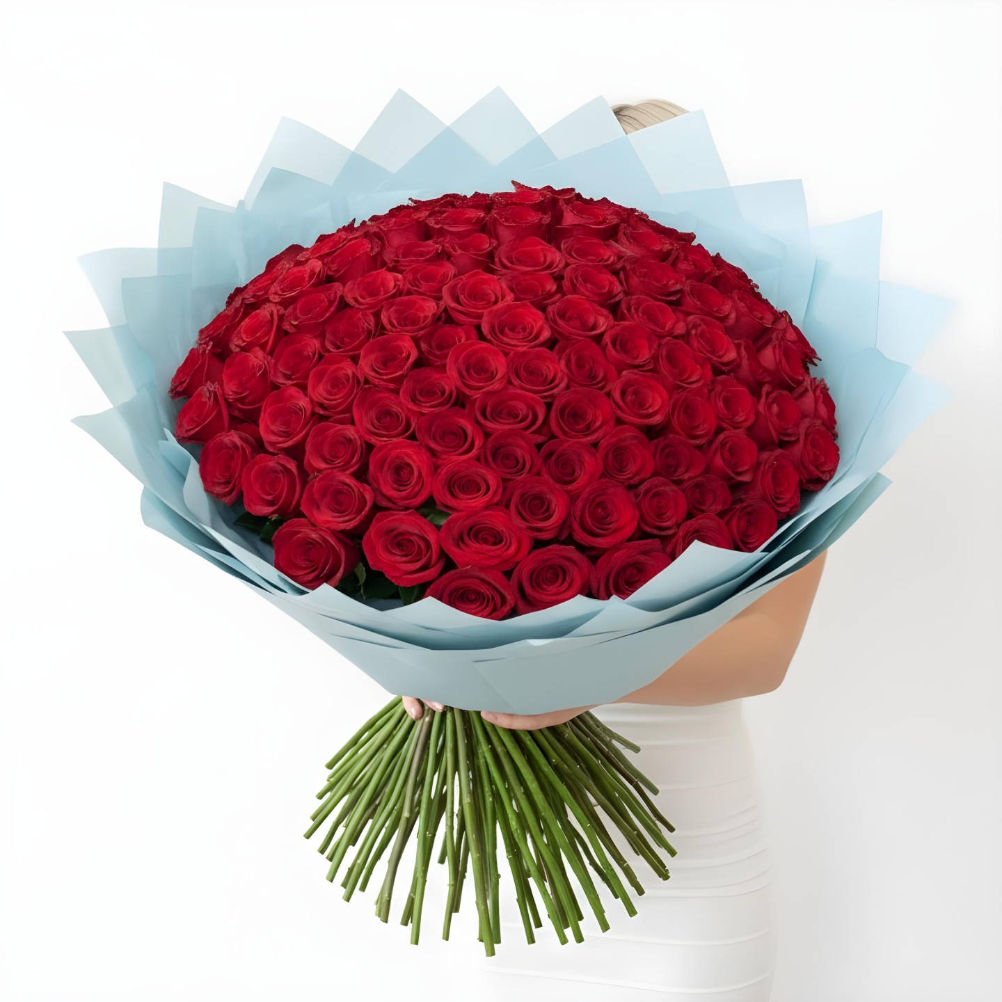 150 Roses Hand-Tied Bouquet (Red, Hot Pink, Light Pink, White)