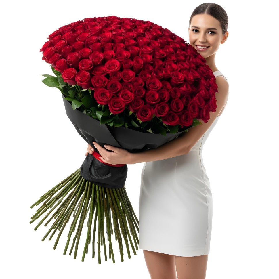 150 Roses Hand-Tied Bouquet (Red, Hot Pink, Light Pink, White)