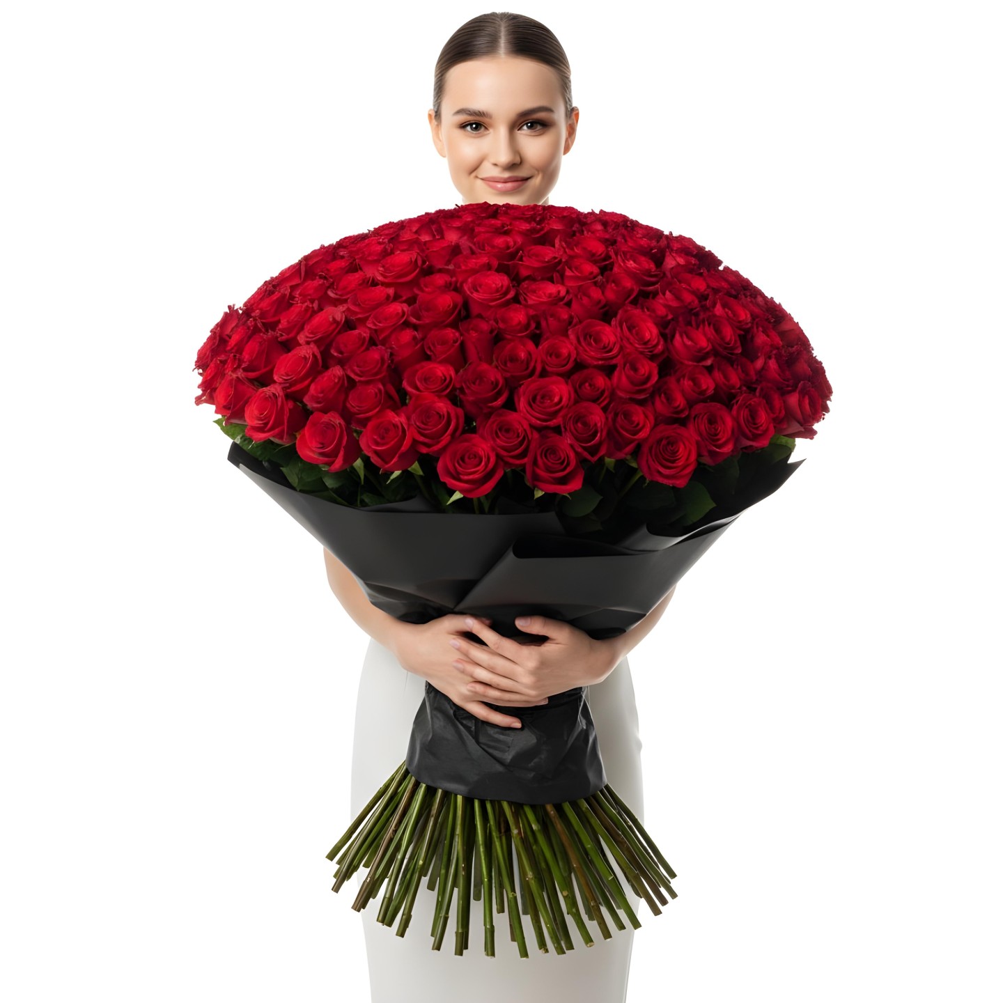 150 Roses Hand-Tied Bouquet (Red, Hot Pink, Light Pink, White)