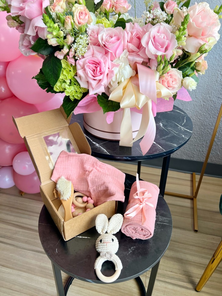Welcome Baby Girl Flower Box With Gift
