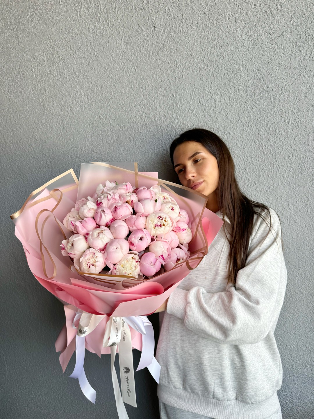 30 Peonies Fresh Hand Tied Flower Bouquet