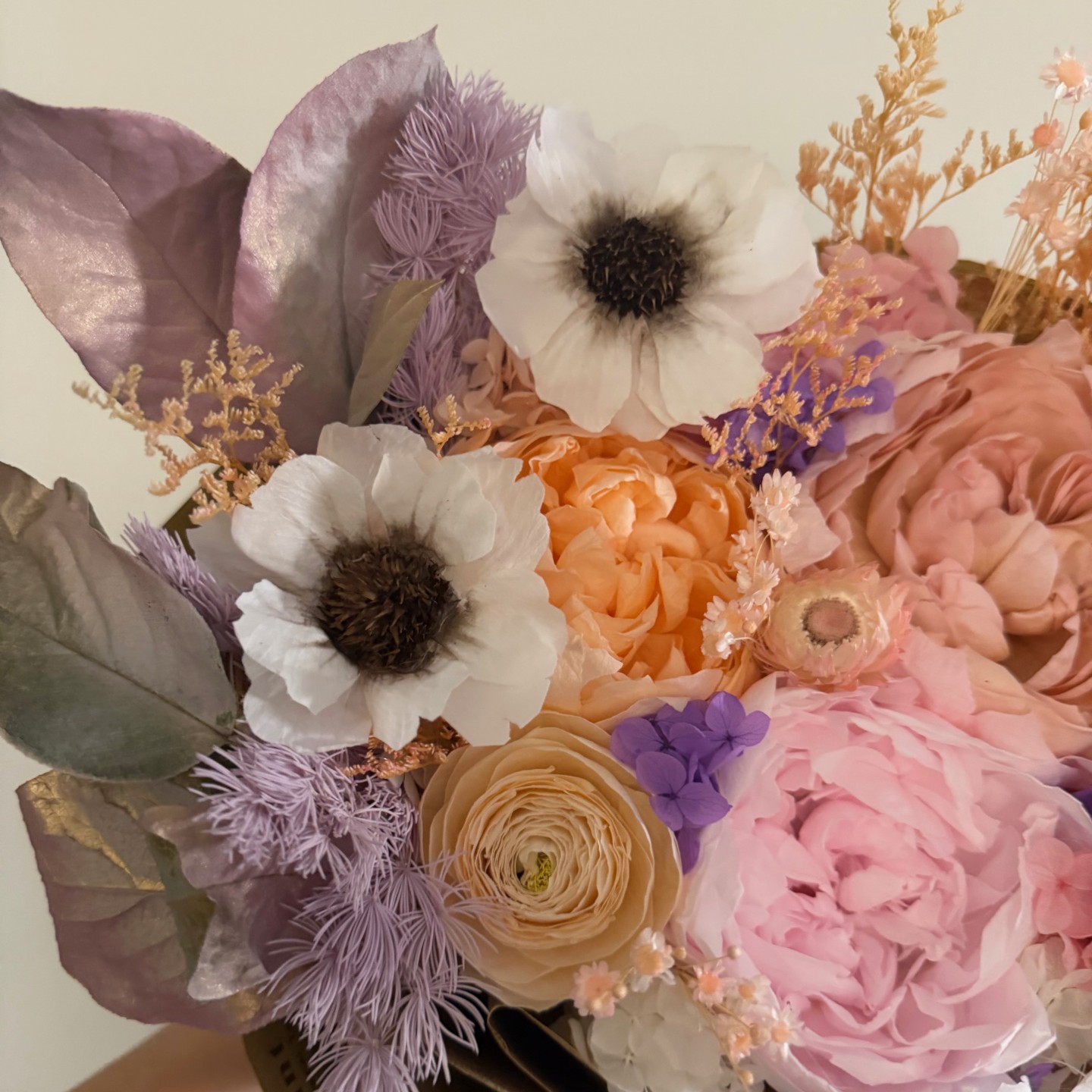 Luxury Preserved Flowers Bouquet - Peonies, Anemones, Ranunculus and Hydrangeas