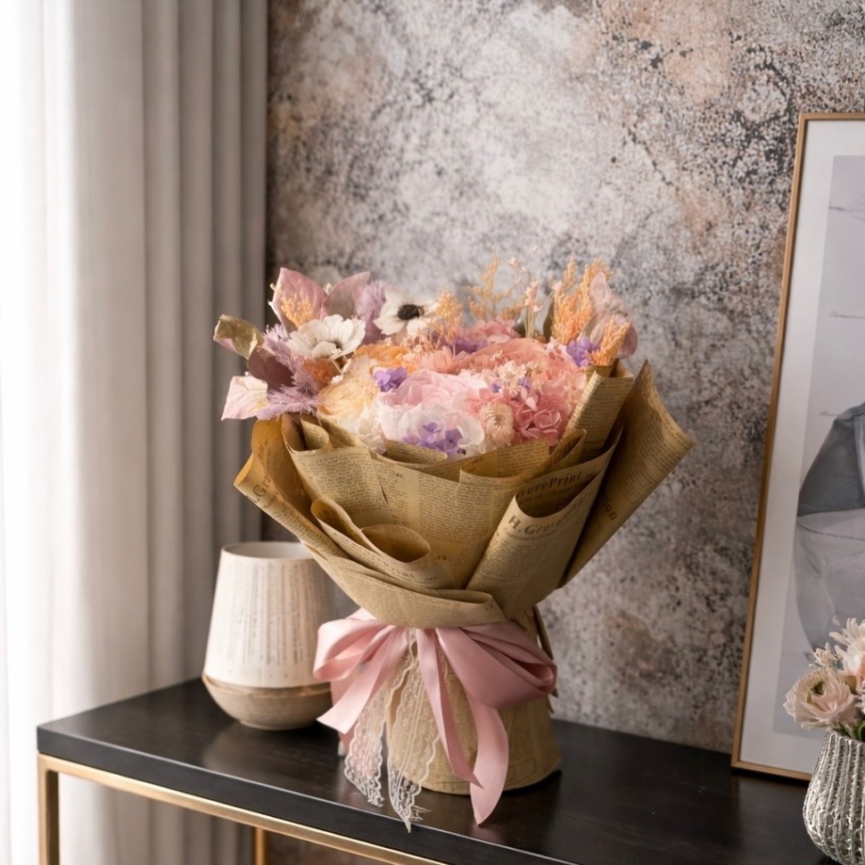 Luxury Preserved Flowers Bouquet - Peonies, Anemones, Ranunculus and