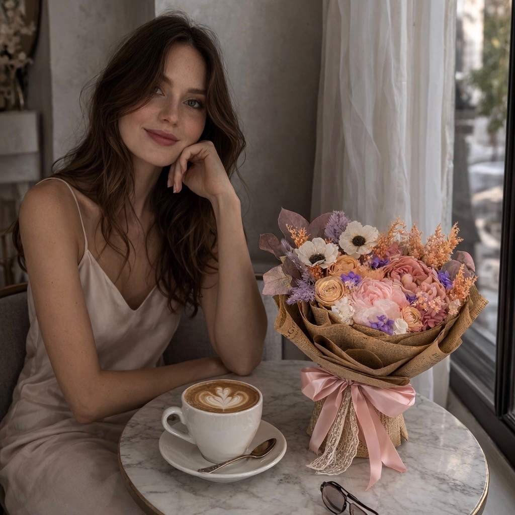 Luxury Preserved Flowers Bouquet - Peonies, Anemones, Ranunculus and Hydrangeas