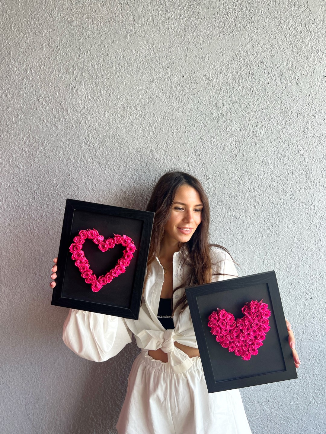 Preserved Spray Roses Wall Art Picture Heart Line