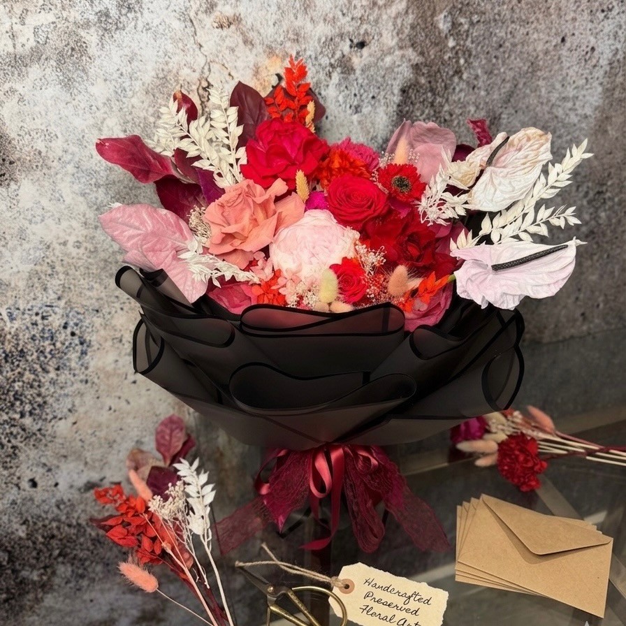 Luxury Preserved Flowers Bouquet - Pink Peony, Anemone, Hydrangeas and Anthuriums Luxury Preserved Flowers Bouquet - Pink Peony, Anemone, Hydrangeas and Anthuriums