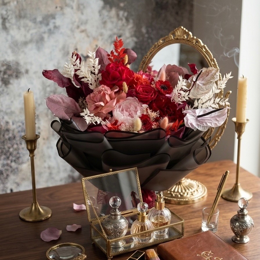 Luxury Preserved Flowers Bouquet - Pink Peony, Anemone, Hydrangeas and