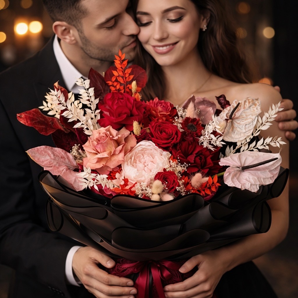 Luxury Preserved Flowers Bouquet - Pink Peony, Anemone, Hydrangeas and Anthuriums Luxury Preserved Flowers Bouquet - Pink Peony, Anemone, Hydrangeas and Anthuriums