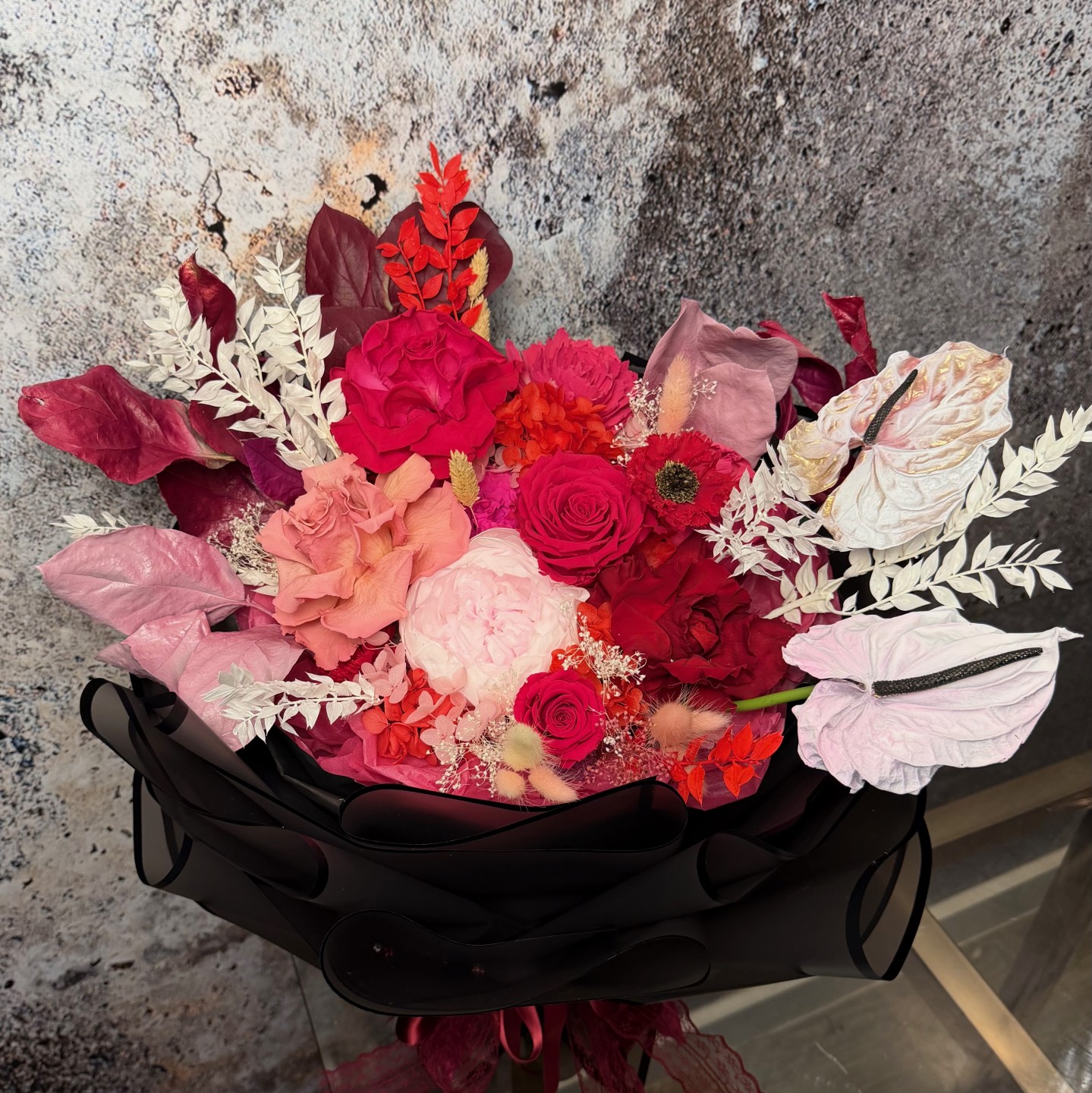 Luxury Preserved Flowers Bouquet - Pink Peony, Anemone, Hydrangeas and Anthuriums Luxury Preserved Flowers Bouquet - Pink Peony, Anemone, Hydrangeas and Anthuriums