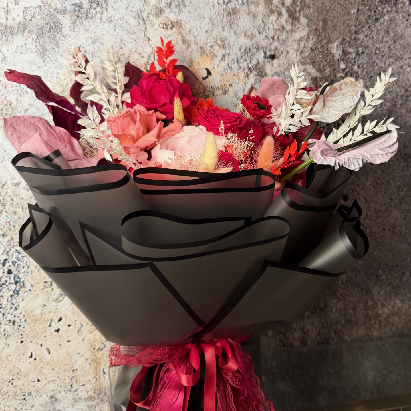 Luxury Preserved Flowers Bouquet - Pink Peony, Anemone, Hydrangeas and Anthuriums Luxury Preserved Flowers Bouquet - Pink Peony, Anemone, Hydrangeas and Anthuriums