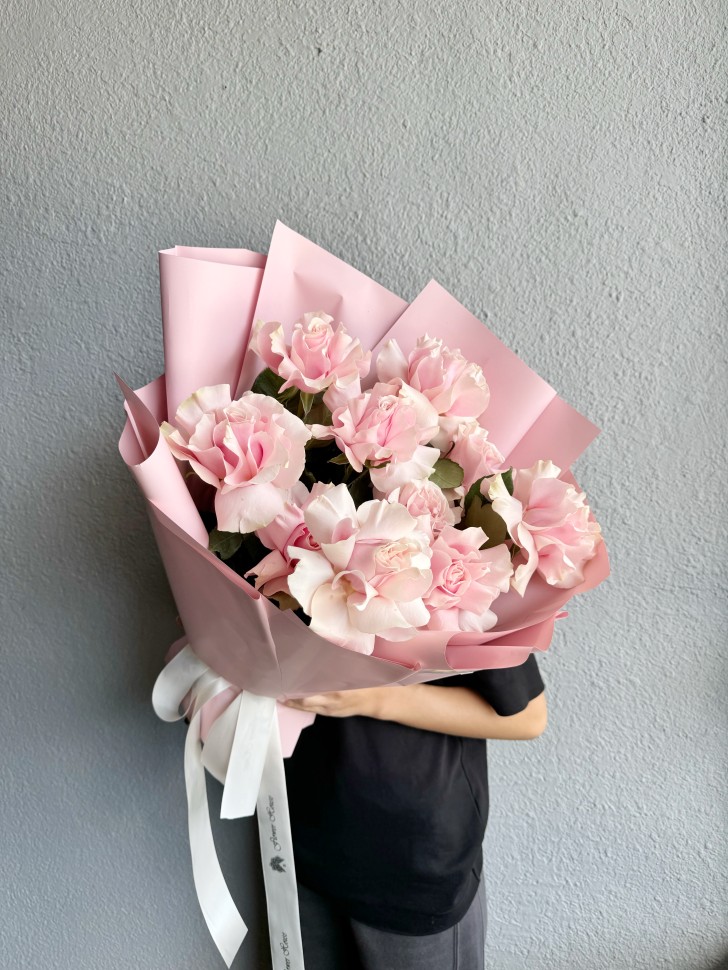Pink Rosed Cloud Fresh Hand Tied Flower Bouquet