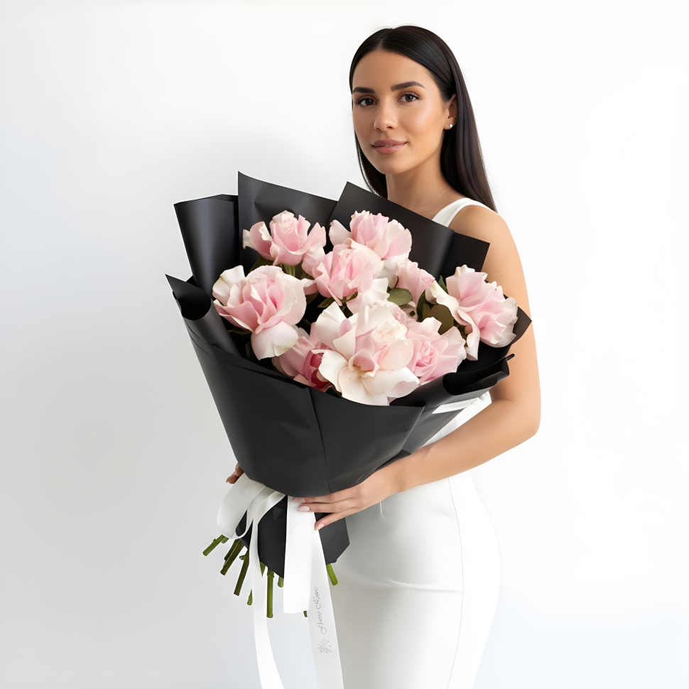 Pink Rosed Cloud Fresh Hand Tied Flower Bouquet