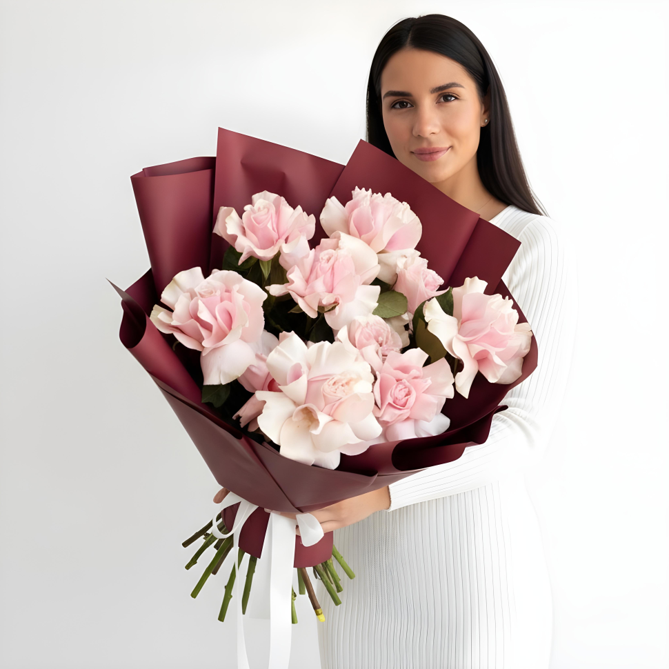 Pink Rosed Cloud Fresh Hand Tied Flower Bouquet