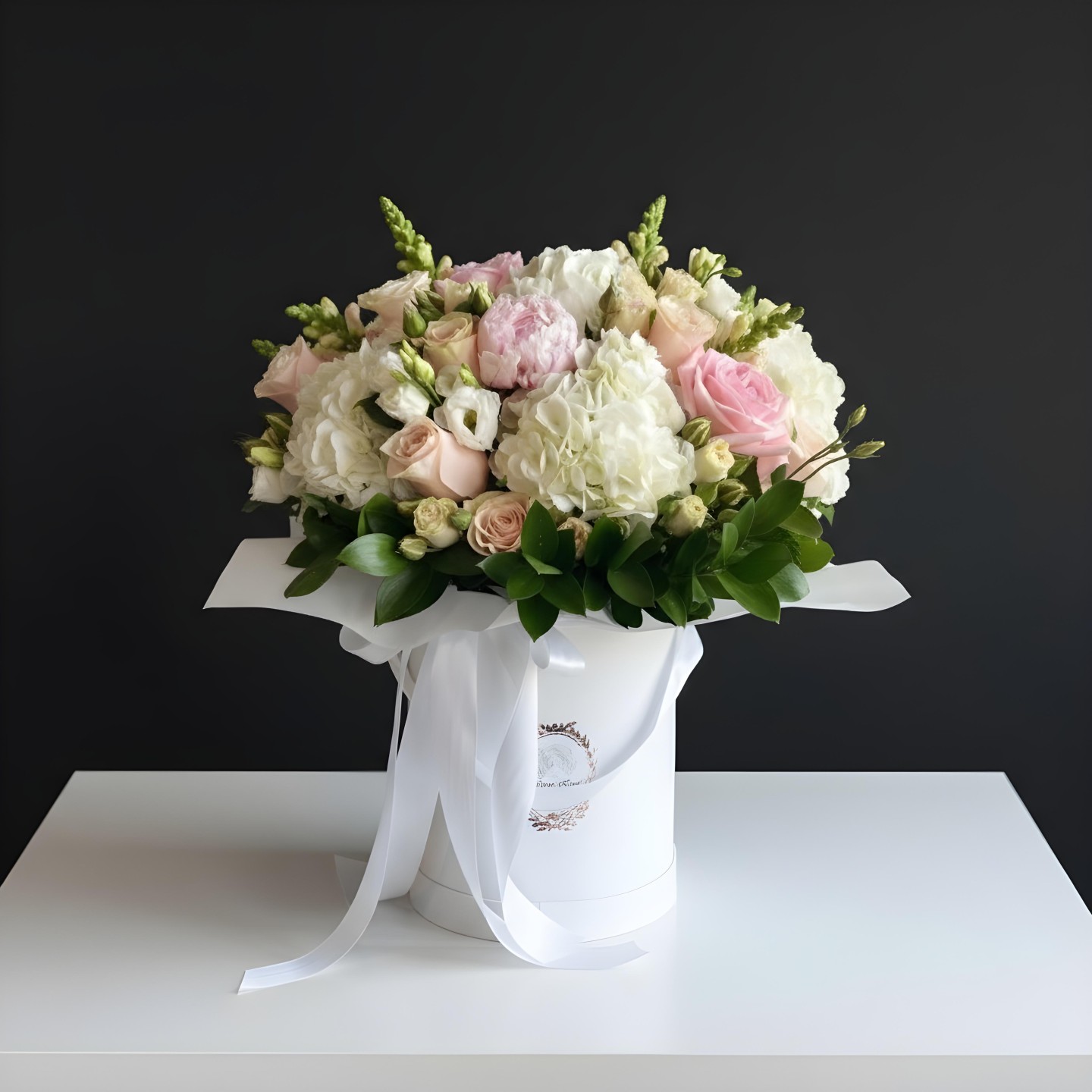 Blanchefleur Flower Box (Roses, Spray Roses, Hydrangeas, Peony, Lisianthus, Snapdragon) Blanchefleur Flower Box (Roses, Spray Roses, Hydrangeas, Peony, Lisianthus, Snapdragon)
