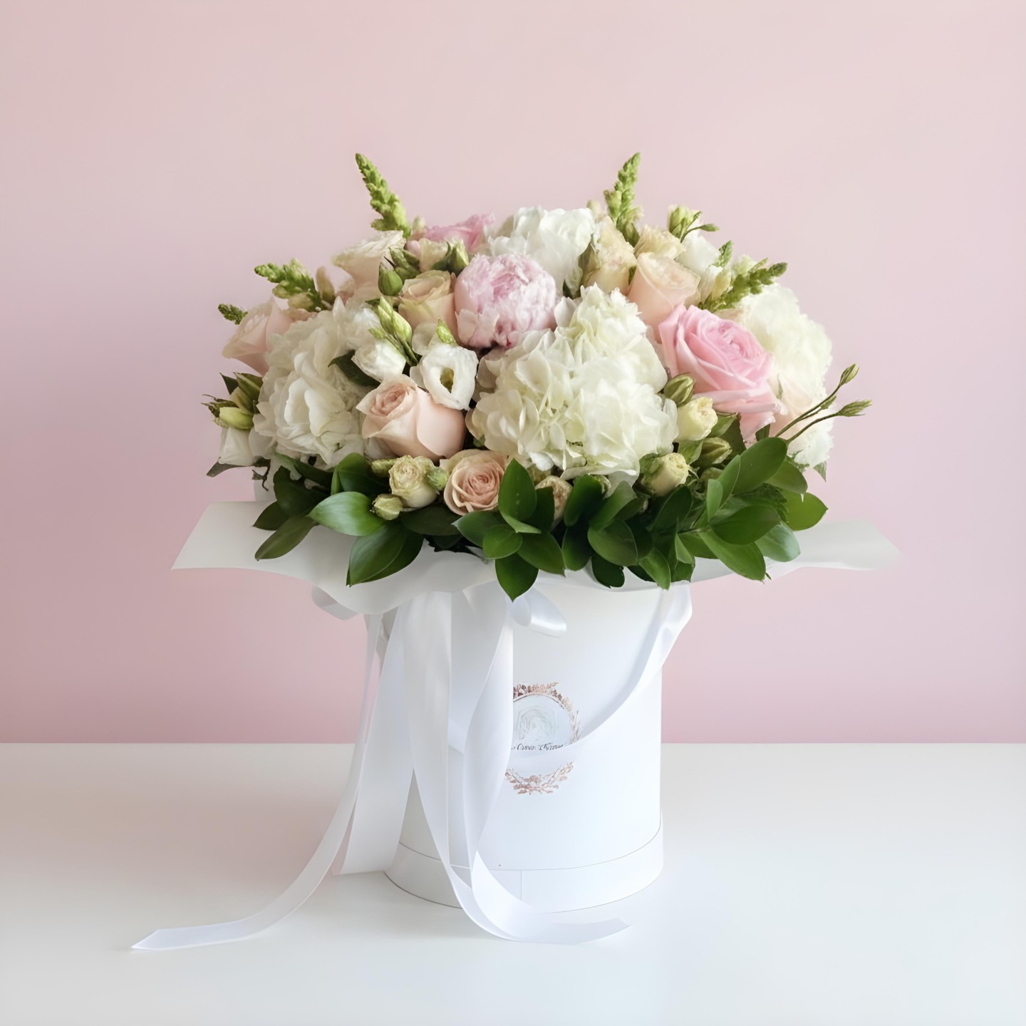 Blanchefleur Flower Box (Roses, Spray Roses, Hydrangeas, Peony, Lisianthus, Snapdragon) Blanchefleur Flower Box (Roses, Spray Roses, Hydrangeas, Peony, Lisianthus, Snapdragon)