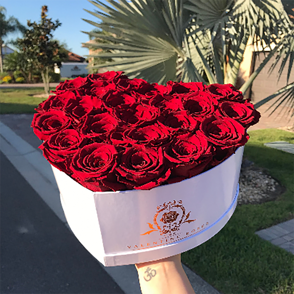 Long Lasting Roses in a Heart Shaped Flower Box | 11" Medium