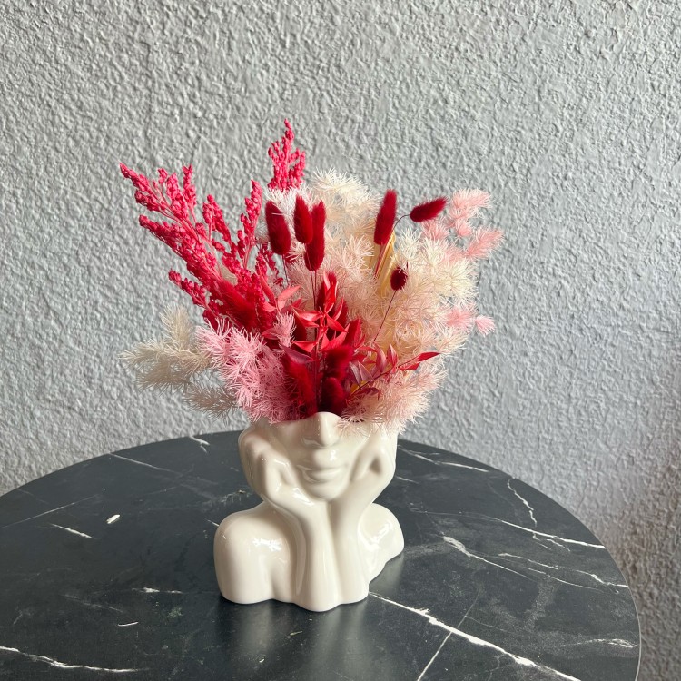 "The Body" Woman Dried Flowers Vase Arrangement Red