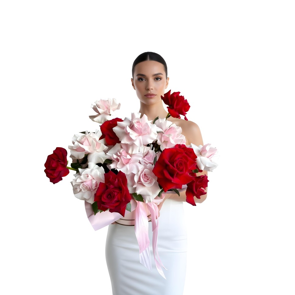 Red & Pink Roses Cloud Flower Box