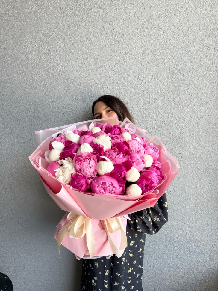 40 Assorted Peonies Hand Tied Bouquet