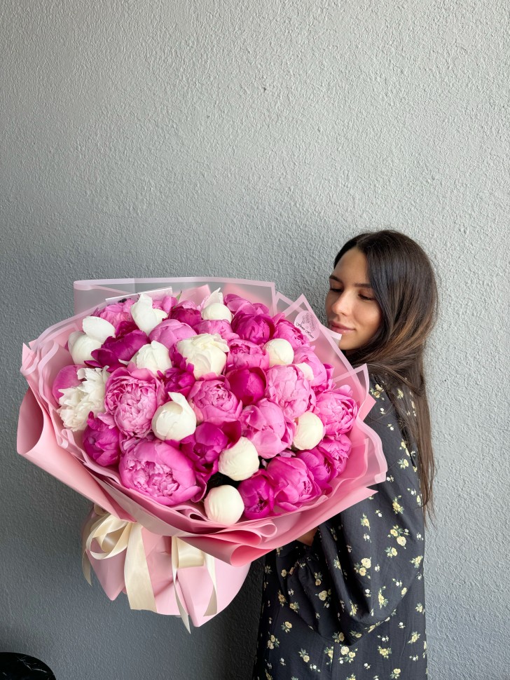 40 Assorted Peonies Hand Tied Bouquet