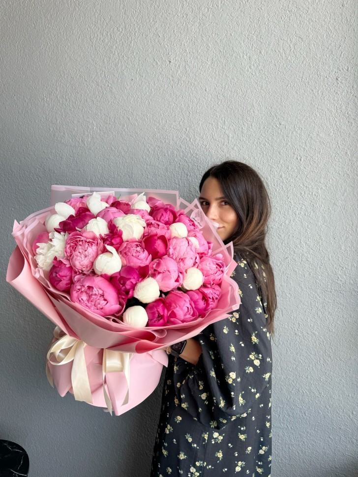 40 Assorted Peonies Hand Tied Bouquet