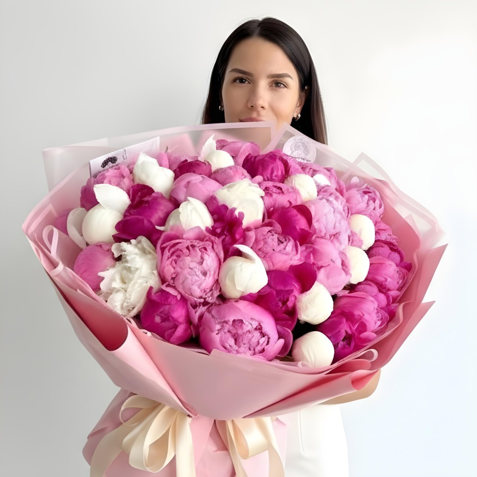 40 Assorted Peonies Hand Tied Bouquet