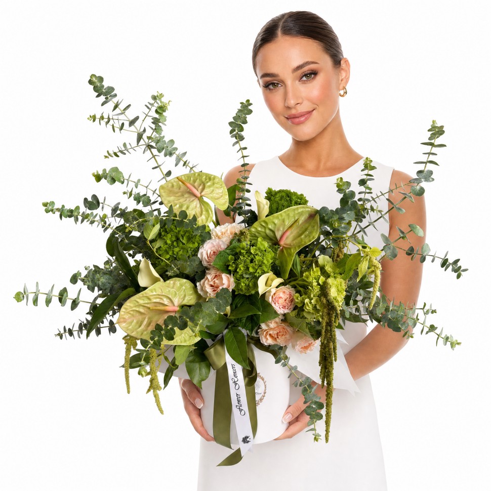 Emerald Luxe Box – Anthuriums, Mini Callas, Hydrangeas & Garden