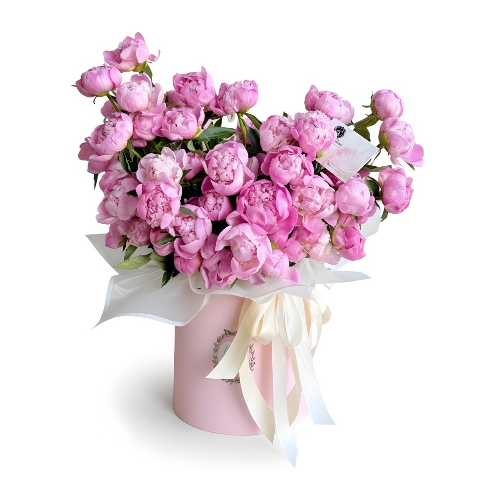 Peonies Cloud Elegance Flower Box (Light Pink & Hot Pink)