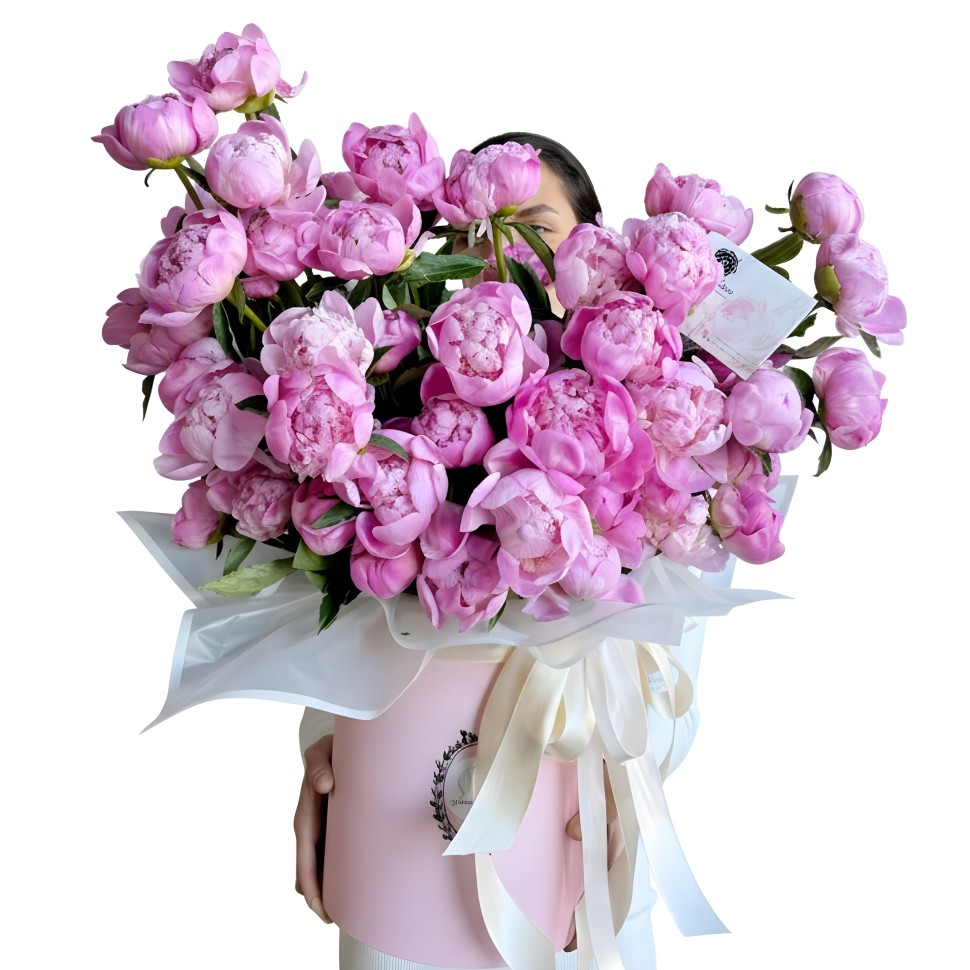 Peonies Cloud Elegance Flower Box (Light Pink & Hot Pink)