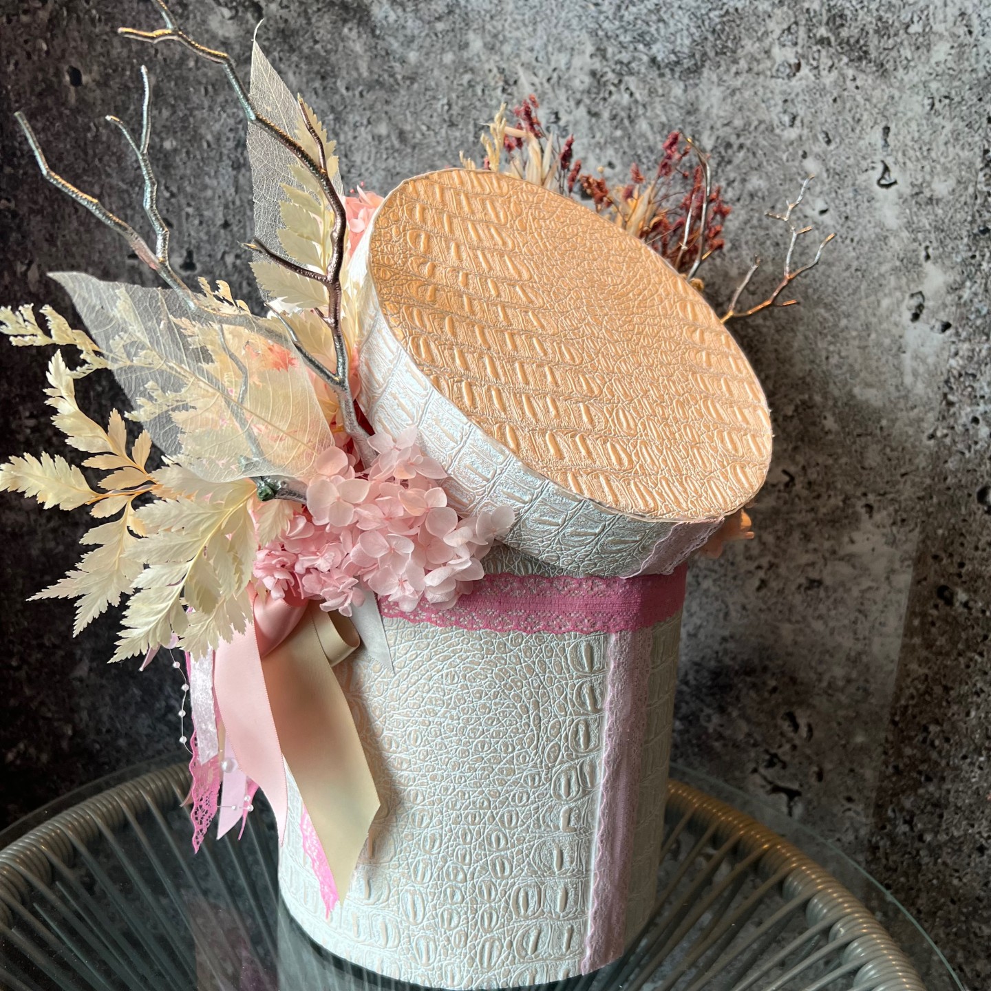 MARY Collection preserved pink peonies luxury box