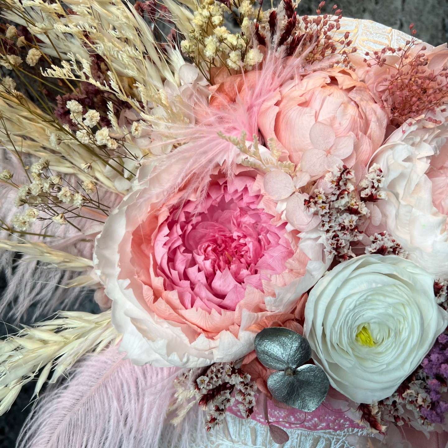 MARY Collection preserved pink peonies luxury box