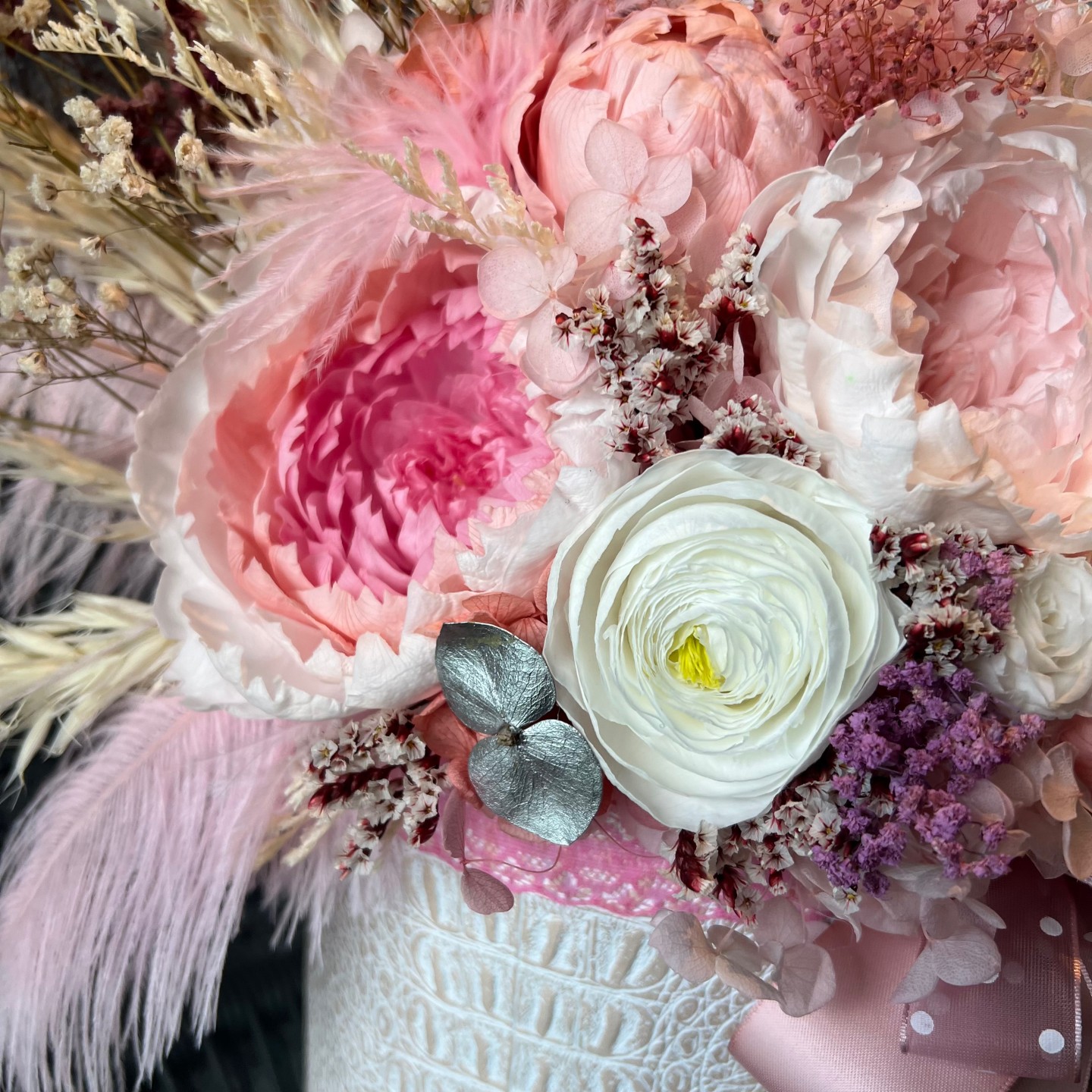 MARY Collection preserved pink peonies luxury box