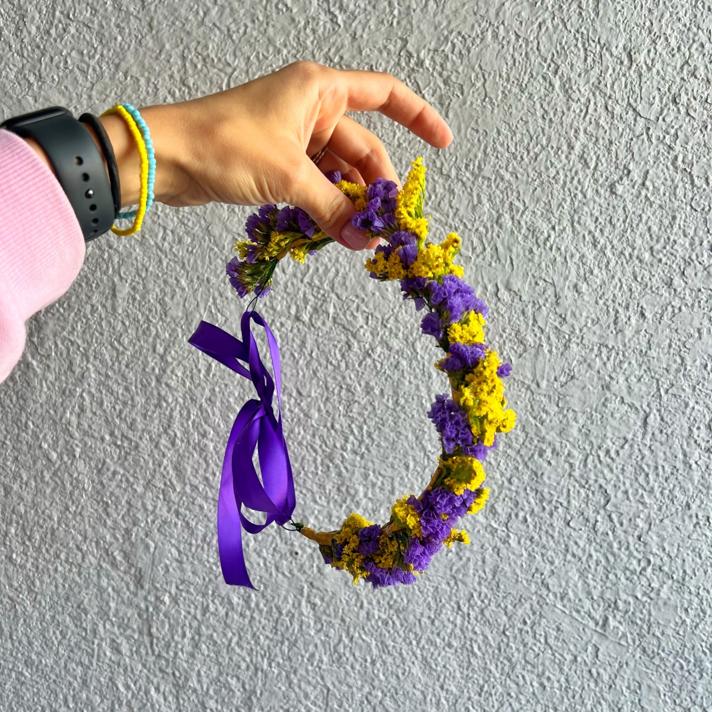 Purple and Yellow Flower Crown