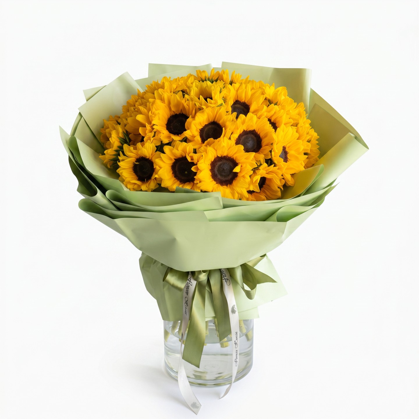 Golden Sunshine Hand-Tied Bouquet – 24 Sunflowers Golden Sunshine Hand-Tied Bouquet – 24 Sunflowers