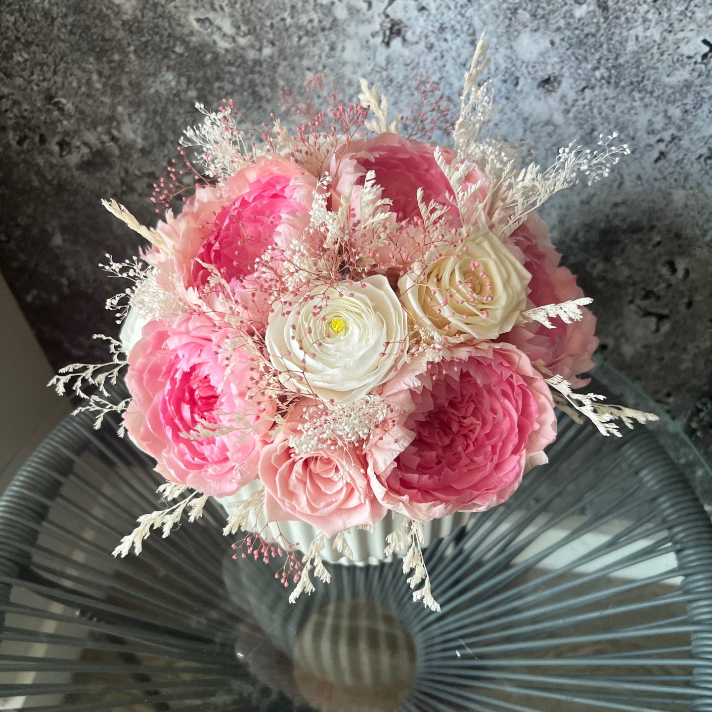 MARY Collection Preserved peonies in ceramic vase