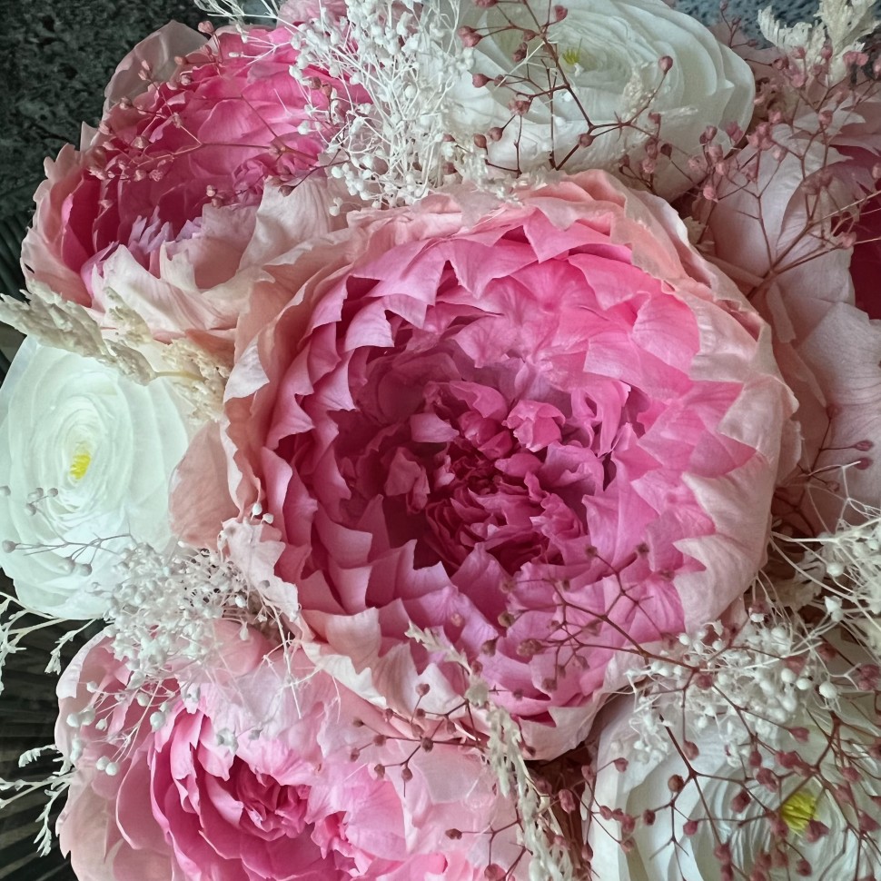 MARY Collection Preserved peonies in ceramic vase