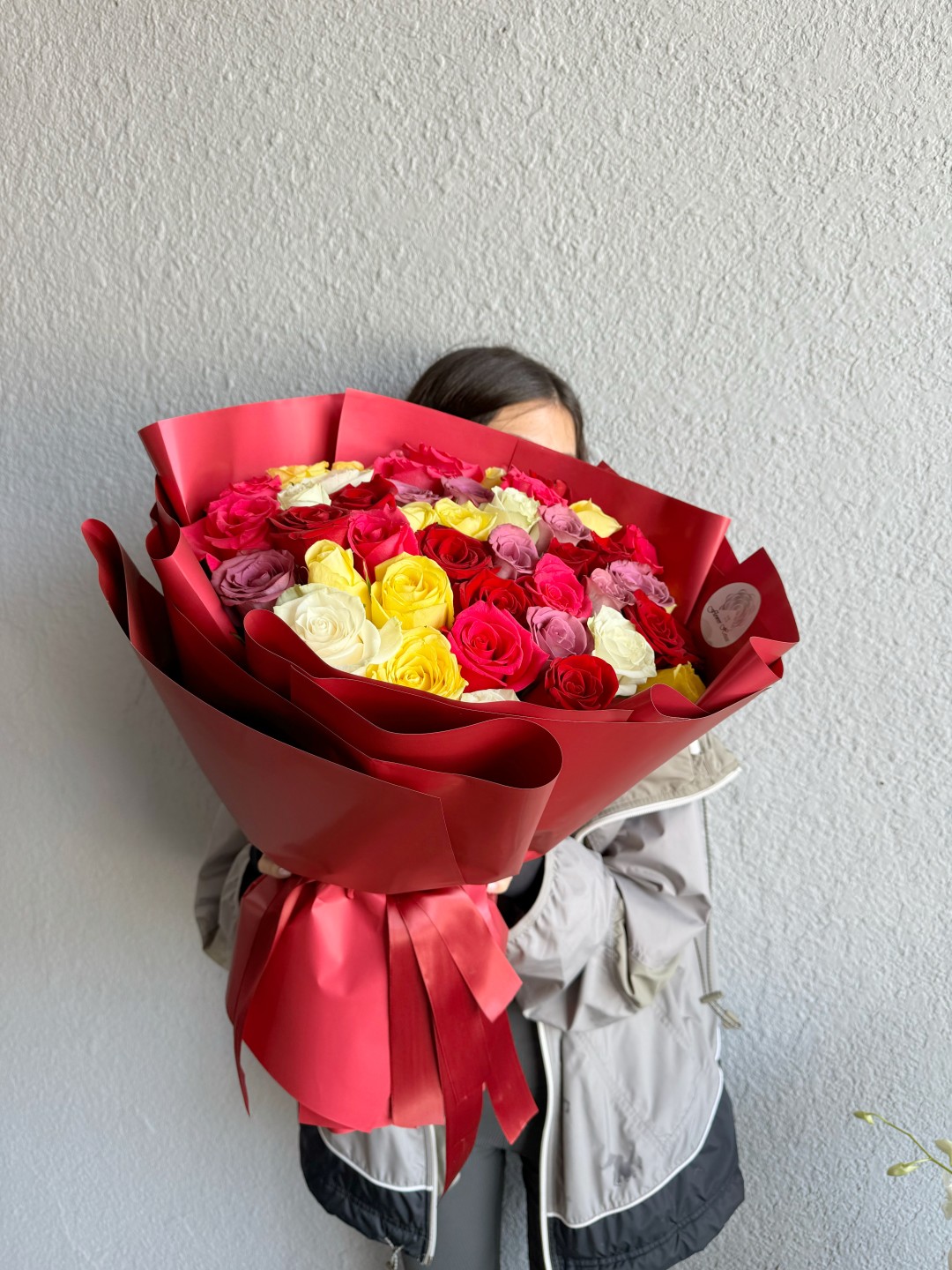 Assorted Red, Pink & White Rose Bouquet 50/75/100/150 Roses