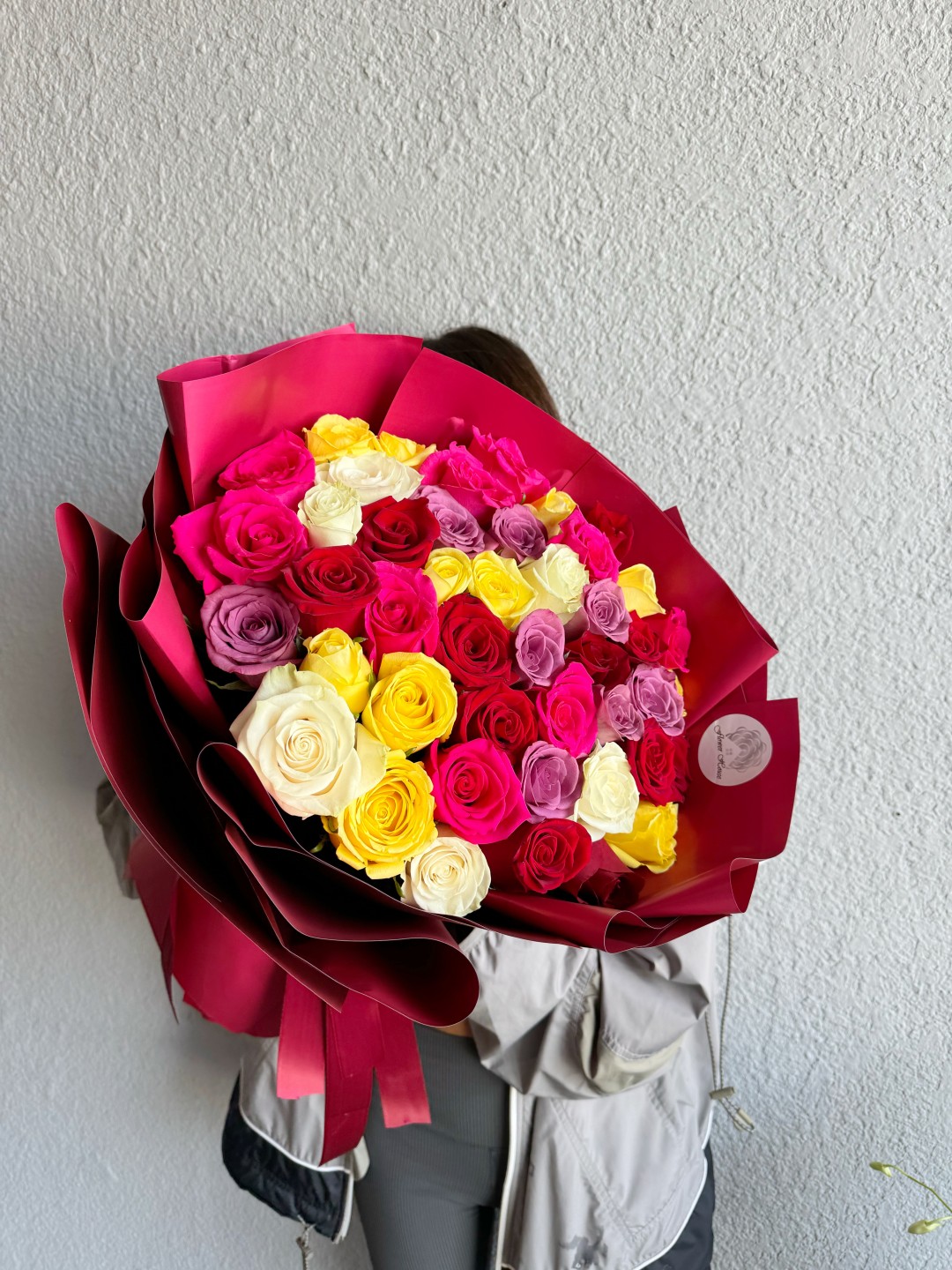 Assorted Red, Pink & White Rose Bouquet 50/75/100/150 Roses