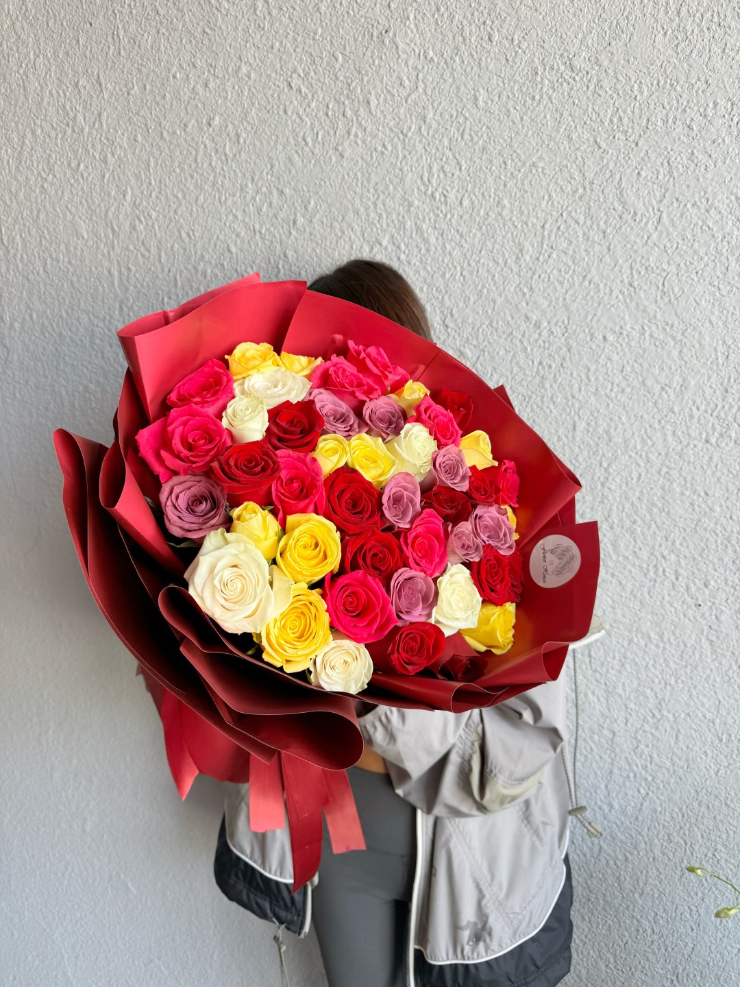 Assorted Red, Pink & White Rose Bouquet 50/75/100/150 Roses