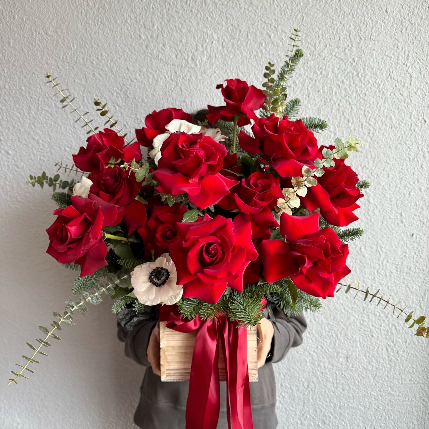 Christmas Red Fresh Flower Box-Large