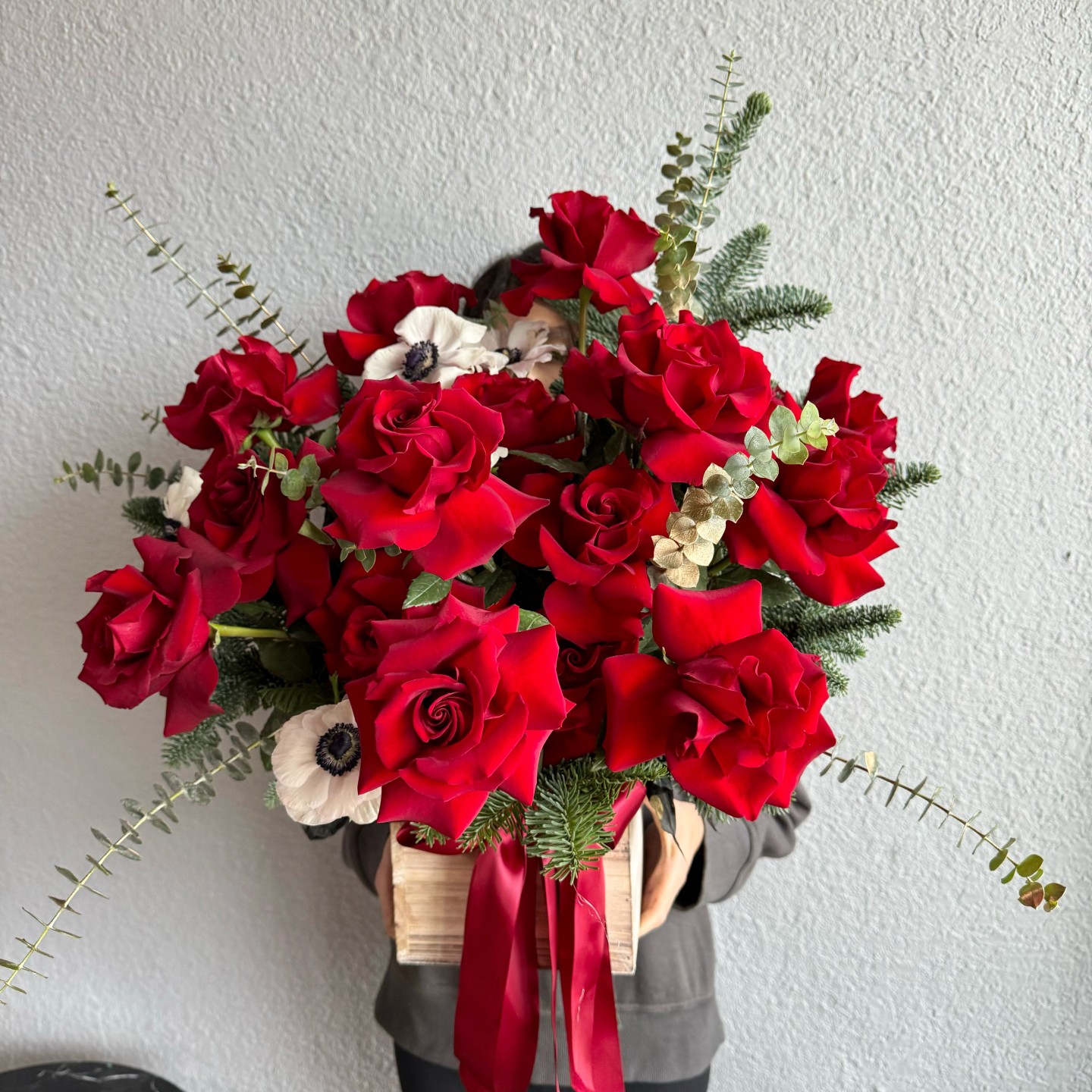 Christmas Red Fresh Flower Box-Large