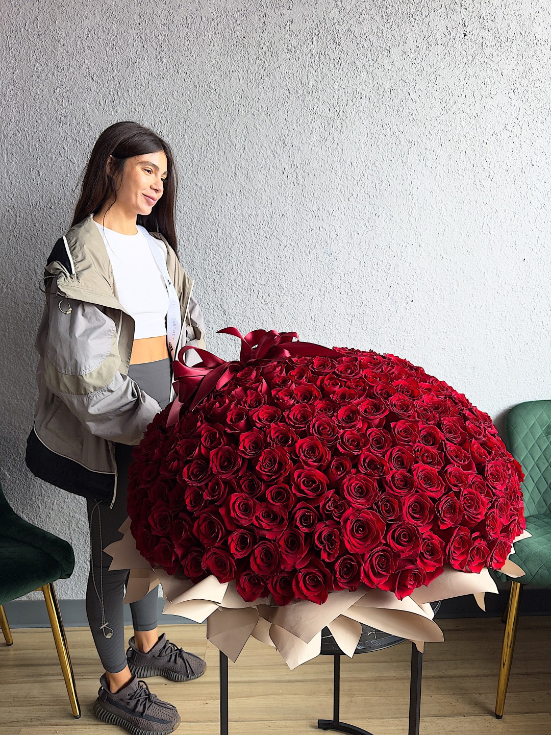 300 Red Roses Flower Basket