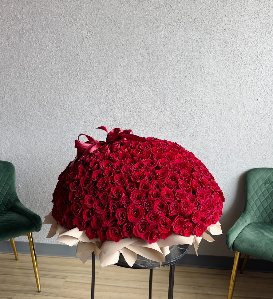 300 Red Roses Flower Basket