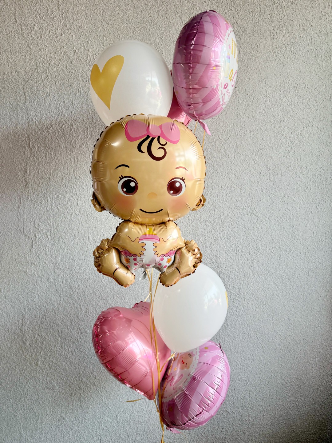 New Baby Girl Flower Basket and Balloons New Baby Girl Flower Basket and Balloons